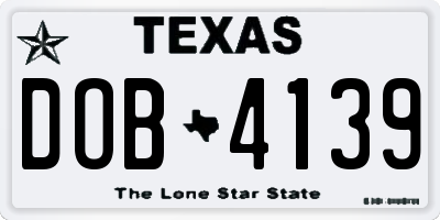 TX license plate DOB4139