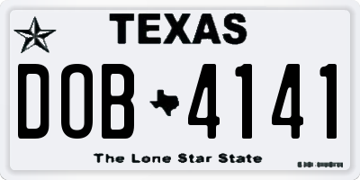 TX license plate DOB4141