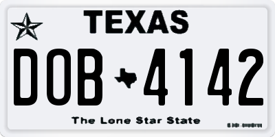 TX license plate DOB4142