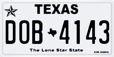 TX license plate DOB4143