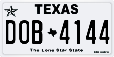 TX license plate DOB4144