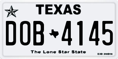 TX license plate DOB4145