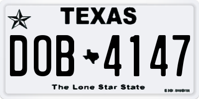 TX license plate DOB4147