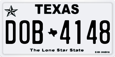 TX license plate DOB4148