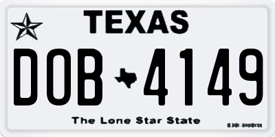 TX license plate DOB4149