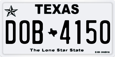 TX license plate DOB4150