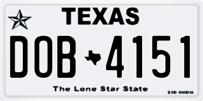 TX license plate DOB4151