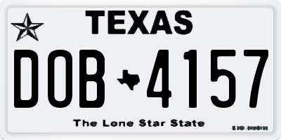 TX license plate DOB4157