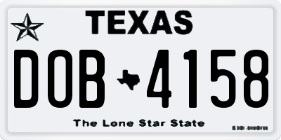 TX license plate DOB4158