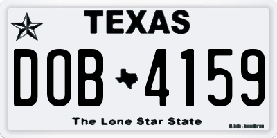 TX license plate DOB4159