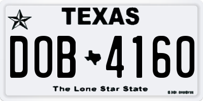 TX license plate DOB4160