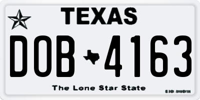 TX license plate DOB4163