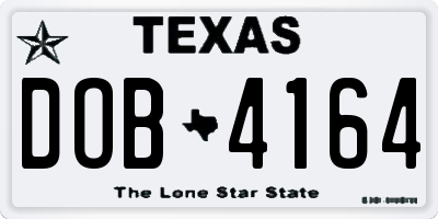 TX license plate DOB4164