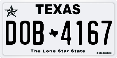 TX license plate DOB4167