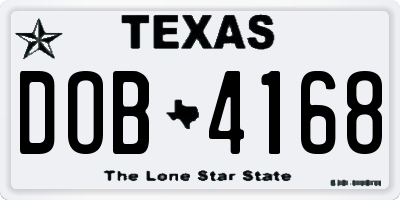 TX license plate DOB4168