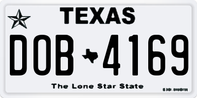 TX license plate DOB4169