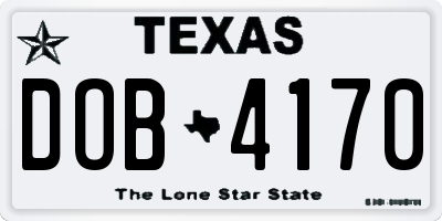 TX license plate DOB4170