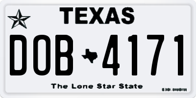 TX license plate DOB4171
