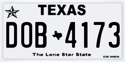TX license plate DOB4173