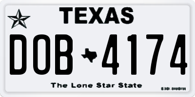 TX license plate DOB4174