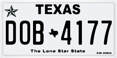 TX license plate DOB4177