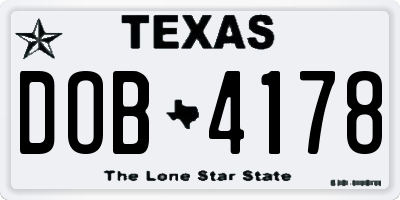 TX license plate DOB4178