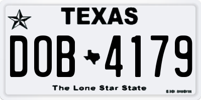 TX license plate DOB4179