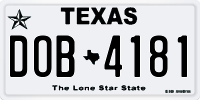 TX license plate DOB4181