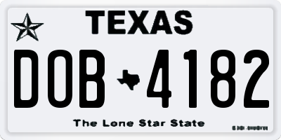 TX license plate DOB4182