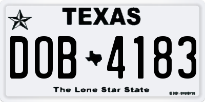 TX license plate DOB4183