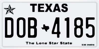 TX license plate DOB4185
