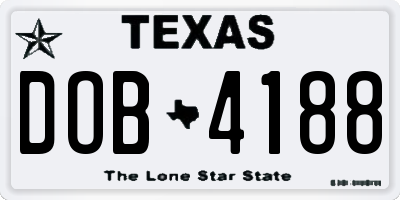 TX license plate DOB4188