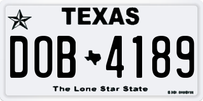 TX license plate DOB4189