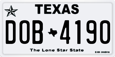 TX license plate DOB4190