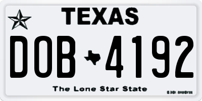 TX license plate DOB4192