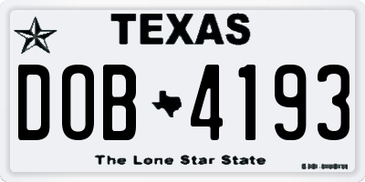 TX license plate DOB4193