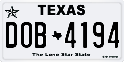 TX license plate DOB4194