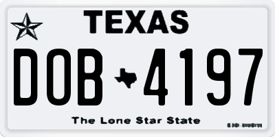 TX license plate DOB4197