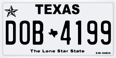 TX license plate DOB4199