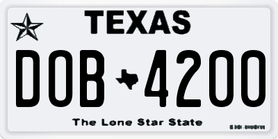 TX license plate DOB4200