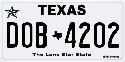TX license plate DOB4202