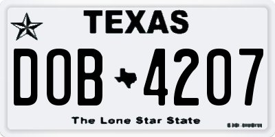 TX license plate DOB4207
