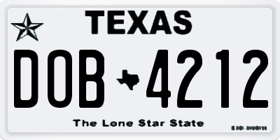 TX license plate DOB4212