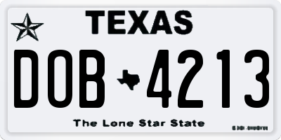 TX license plate DOB4213