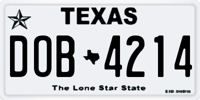 TX license plate DOB4214
