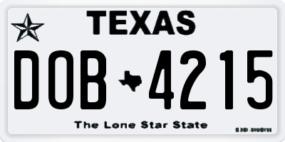TX license plate DOB4215