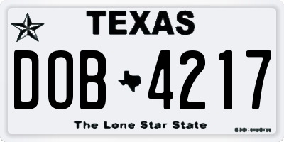 TX license plate DOB4217