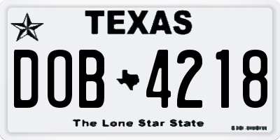 TX license plate DOB4218