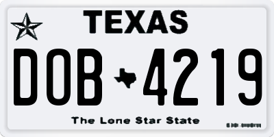 TX license plate DOB4219