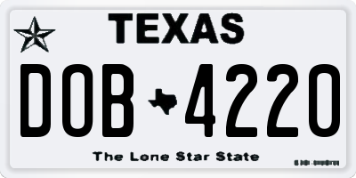 TX license plate DOB4220